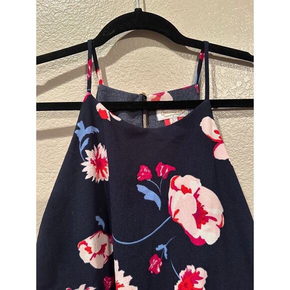 Mudpie Navy Floral Halter style top Illusion Separate Shorts Jumper L - Picture 2 of 7